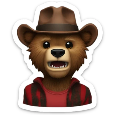 freddy krueger as a grizzly head sticker