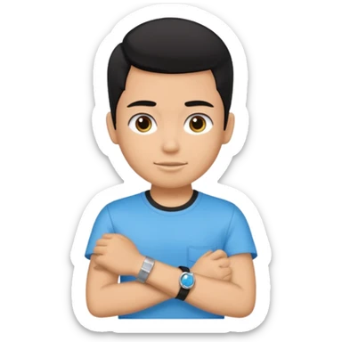 driving license with the photo of ipretty bratz emoji of a boy with a black tee, silver- blue bracelet, black hair sticker