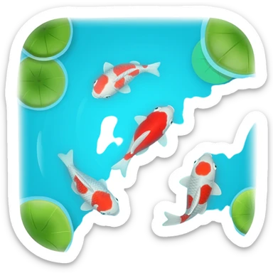 Koi fish in a pond aesthetic scenery  sticker