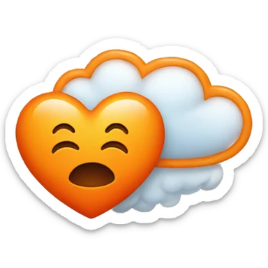 orange heart + clouds sticker