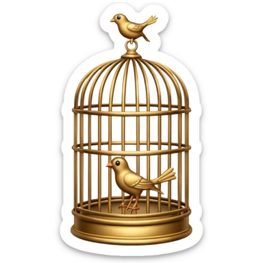 A metallic bird cage made out of iron sticker