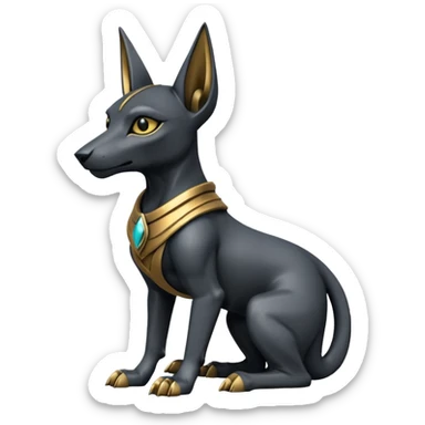  Fit mean Short-eared Black fur beautiful female robo anubis puppy statue gargoyle posed  sticker