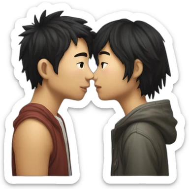 scruffy-boy-and-asian-gilr-kissing sticker