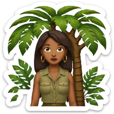 an woman with jungle tree sticker