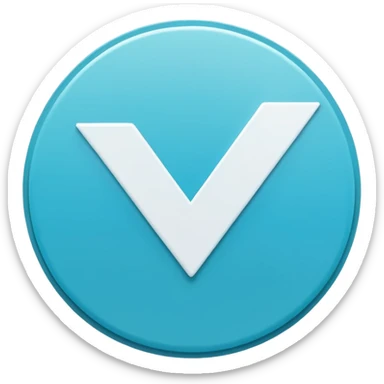 Modern emoji-style  verified icon: cyan-blue circular badge, bold white checkmark, smooth gradient, soft glossy highlights, subtle shine, thick white border, minimalist flat + semi-3D style, smooth edges, high contrast, transparent PNG, high quality, sharp. sticker