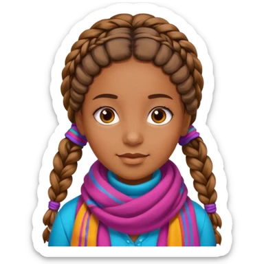fille marron avec des tresse sticker