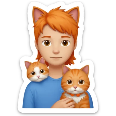 person with cat on their shoulder sticker