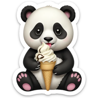 Panda eating ice cream sticker