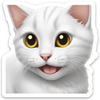 Hissing white kitten  sticker