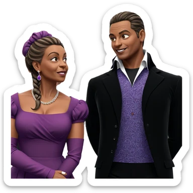 formal couple in purple attire sticker