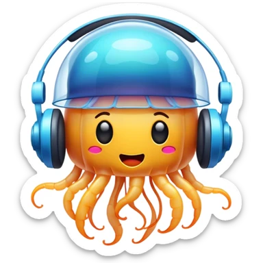 jellyfish listening to music  sticker