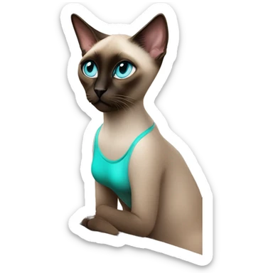 Siamese cat with aqua blue eyes curled up next to her milano 5nac hair colored human woman who has green eyes as they watch tv on a rose gold macbook sticker