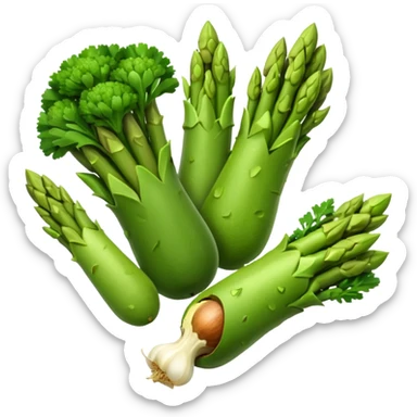 asparagus,avocado, broccoli, garlic sticker