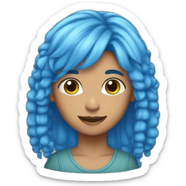 Blue hair with pronouns sticker