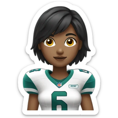 Girl with blond black hair wearing football uniforms sticker