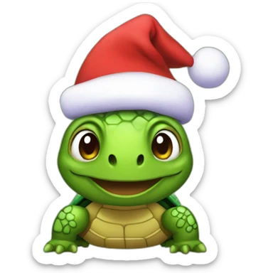 the twitch turtle huh emote with a christmas hat on sticker
