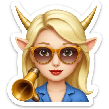 a girl wearing sunglasses and horn sticker