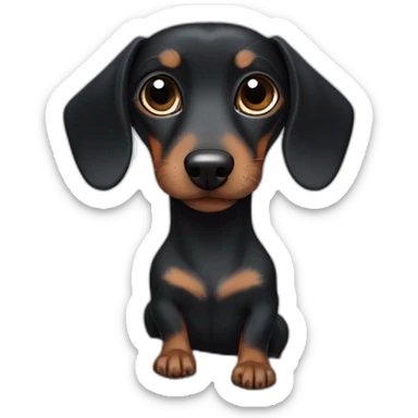 Black Dachshund with a gray spot on the face and gray eyes on a surfboard sticker