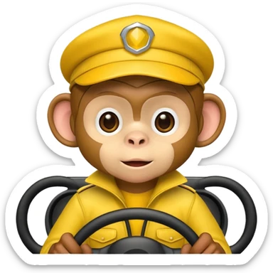cute monkey driver with yellow driver hat sticker