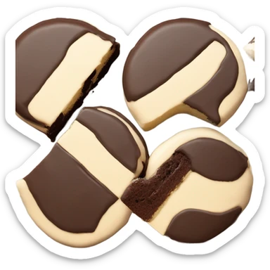 One Black and white cookie equally cut frosting sticker
