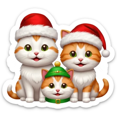 3 happy christmas cats sticker
