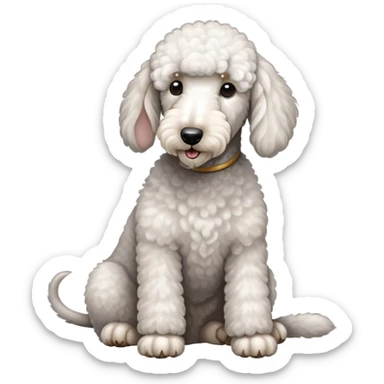 White Bedlington Terrier Sitting sticker