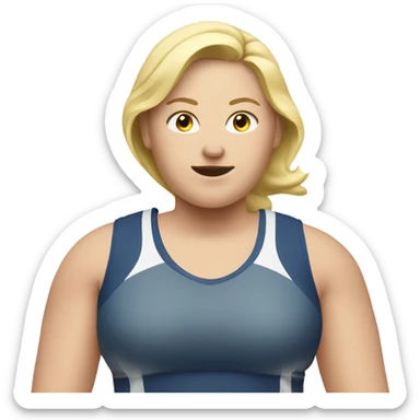 blond overweight lady doing sports sticker