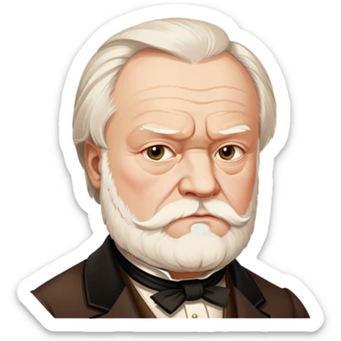 Cinematic Realistic portrait of Victor Hugo, shown as an iconic writer with intense, thoughtful eyes and richly detailed 19th‑century attire, rendered in warm, literary lighting that captures his creative spirit sticker