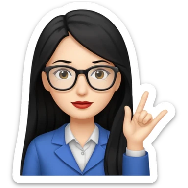 women teacher with black long hair sticker