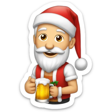 Père Noël qui boit de la bière avec des enfants sticker