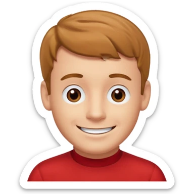 Murray Wiggle of The Wiggles with light skin, light brown hair, brown eyes, red skivvy shirt sticker