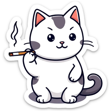 Cat with a cigarette  sticker