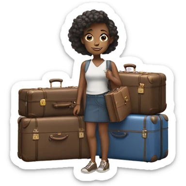 A girl with three big suitcases  sticker