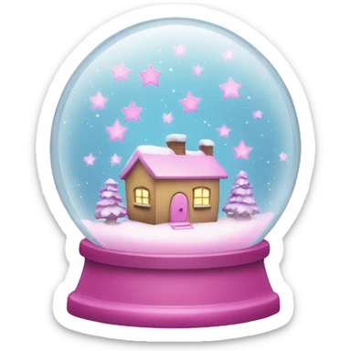 snowglobe with pink stars  sticker