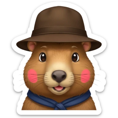 Capibara with a hat sticker