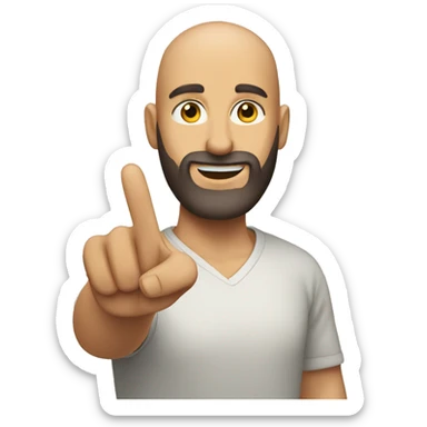Bald beard guy raising hand sticker