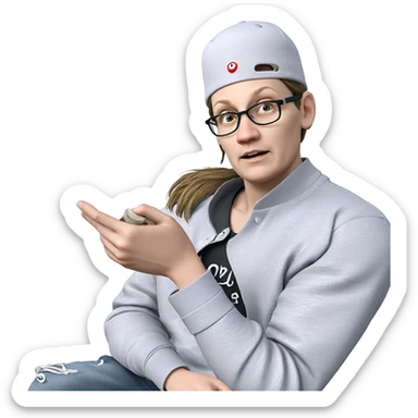 boy in baseball cap looking sticker