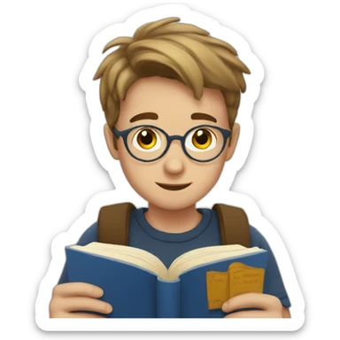 european boy reads a book sticker