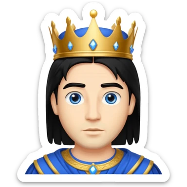 King Solomon with black hair, blue eyes sticker