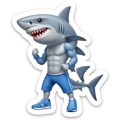 Shark with legs Wearing blue sneakers  sticker