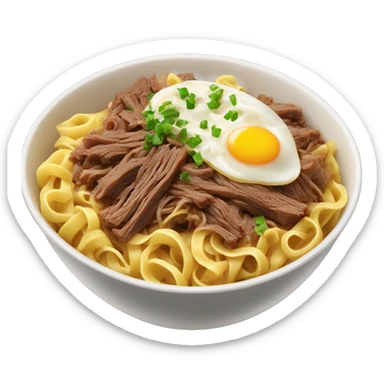 Shredded beef and egg noodles in a bowl sticker