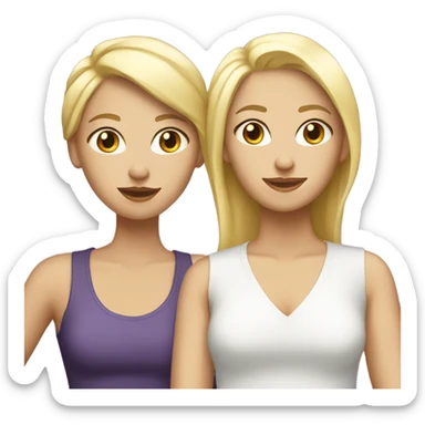 Blonde and brunette white lesbian couple  sticker