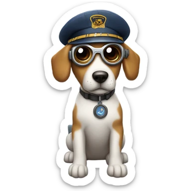 Dog flying an airplane sticker