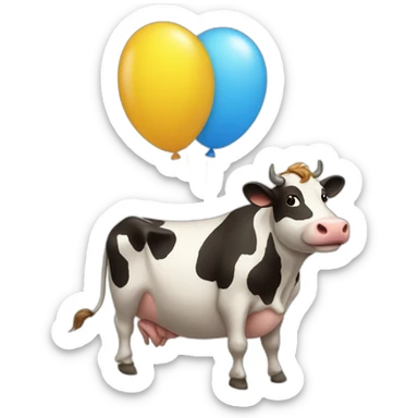 cow riding baloon sticker