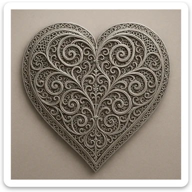 heart with filigree metalwork, detailed sticker