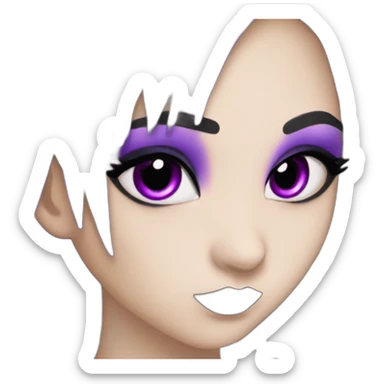 Elissabat-with-bangs-long-hair-purple-and-black-vampire-with-fangs-goth-makeup sticker
