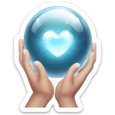Crystal ball with hands and a heart inside sticker