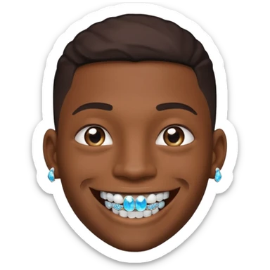 Black young guy with a diamond grillz in her tooth sticker