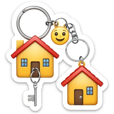 keys on a ring with a house-shaped keychain, emoji style sticker