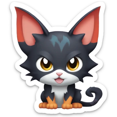 Cool Cute Edgy Chibi Cat-Noibat-Noivern-Litten-Pokémon-Fakémon-hybrid sticker